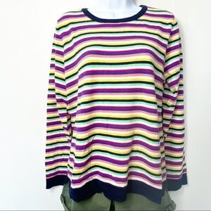 TALBOTS Rainbow Striped Crew Neck Sweater, Lambswool, Like New!